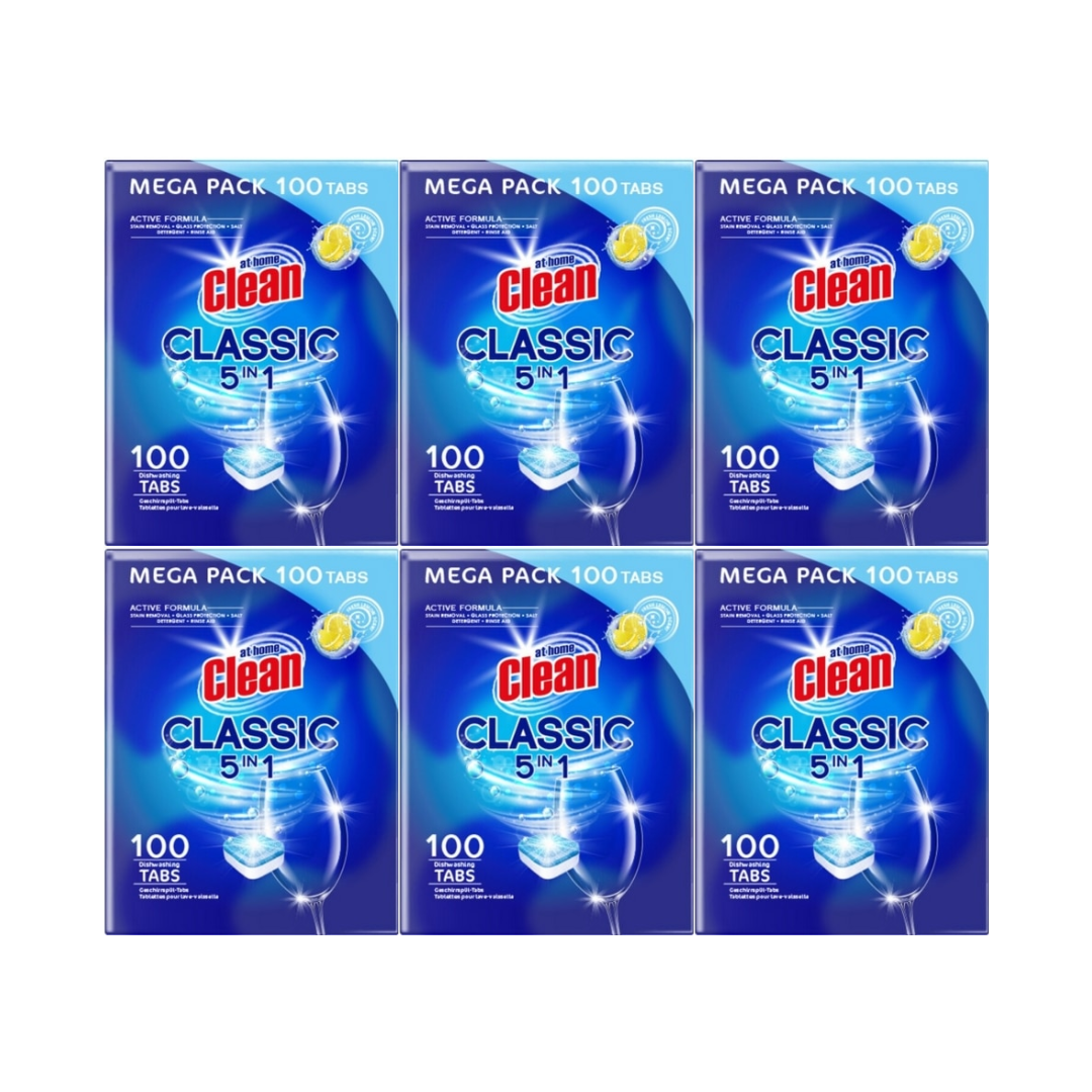 At Home Clean Vaatwastabletten – Classic Lemon 100 tabs (6 stuks)