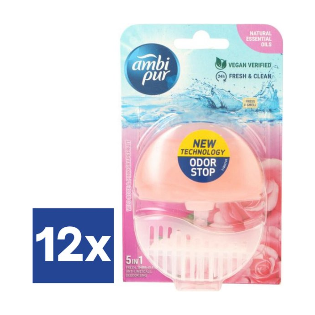 Ambi Pur Toiletblok – Wild Rose & Pink Grapefruit 55 ml (12 stuks)