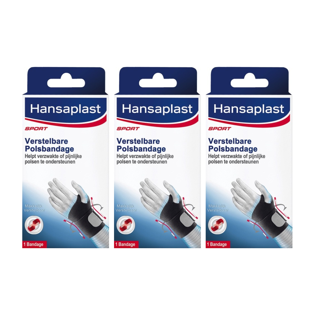 Hansaplast Sport – Polsbandage Verstelbaar (3 stuks)