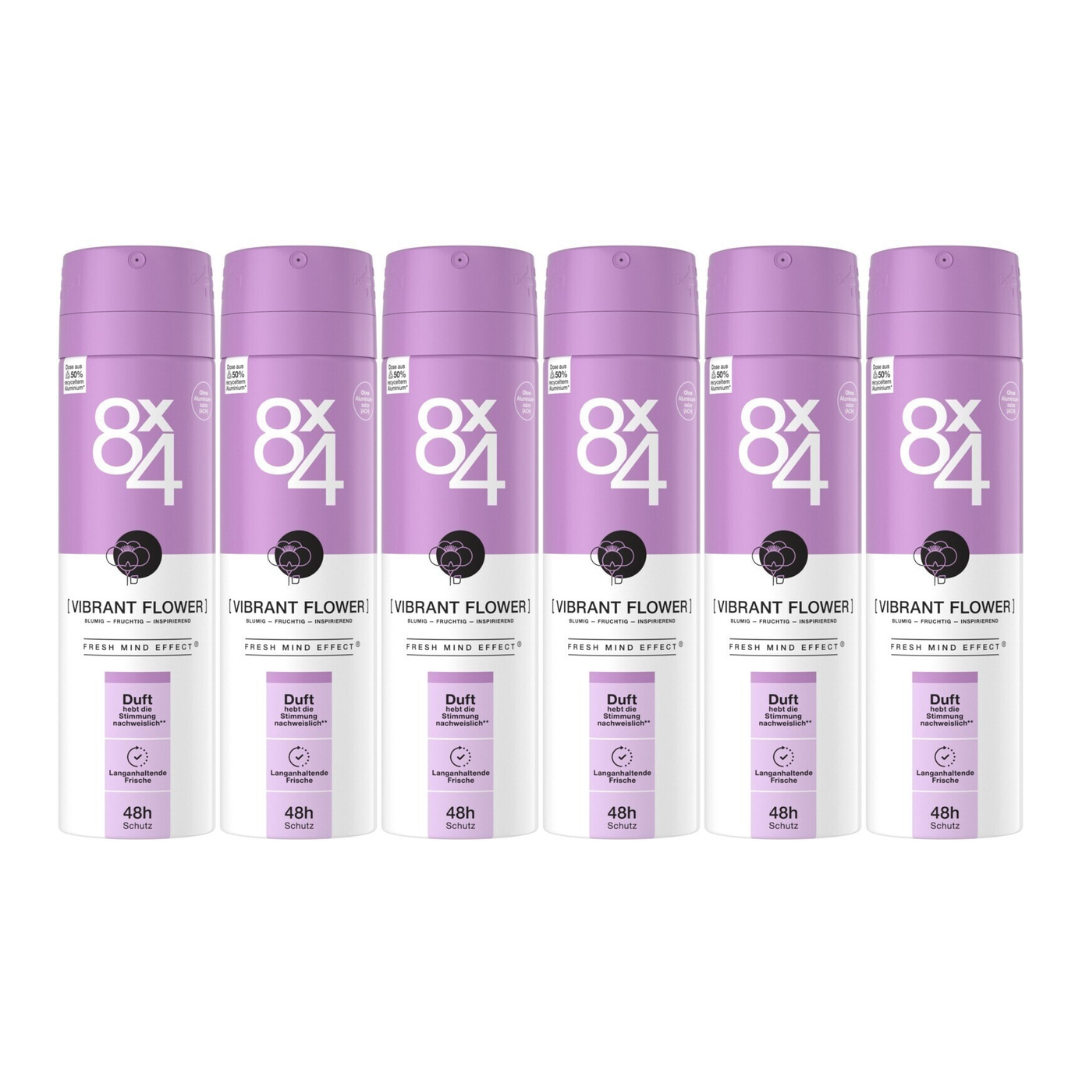 8 x 4 Deospray – No.4 Vibrant Flower 150 ml (6 stuks)